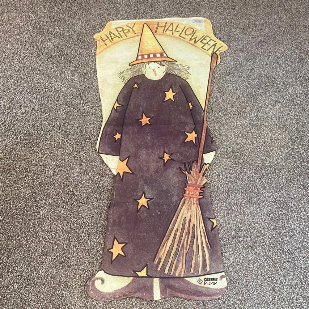 Debbie Mumm Toland Halloween Witch House Flag Large Banner 51x25 Primitive Decor
